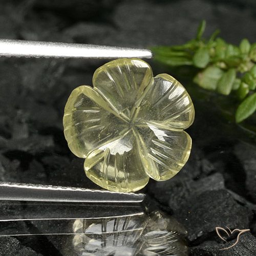 2.88ct Natürlicher Mittelgelb Quarz, Blumen-Schliff, Transparent