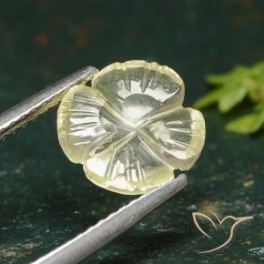 9,17 ctw natürlicher Blasses Cremegelb Quarz, Blumen-Schliff, Transparent