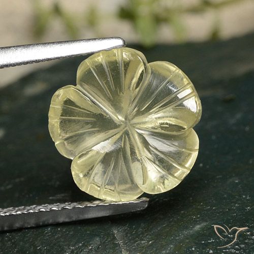 3.47ct Natürlicher Blasses Cremegelb Quarz, Blumen-Schliff, Transparent