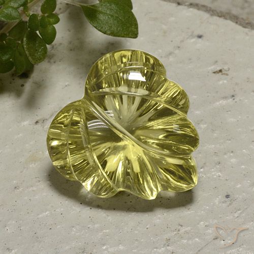 12.42ct Natürlicher Mittelgelb Quarz, Blumen-Schliff, Transparent