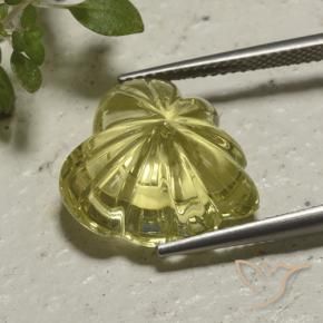 9,17 ctw natürlicher Mittelgelb Quarz, Blumen-Schliff, Transparent