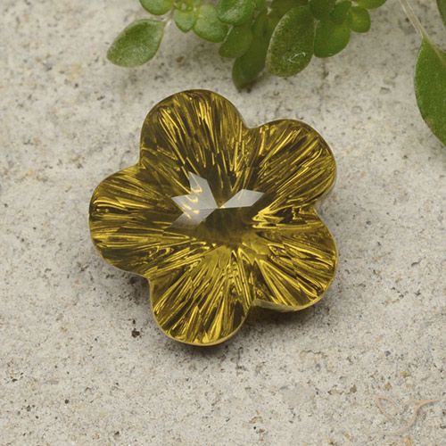 6.05ct Natürlicher Mittleres Gold Quarz, Blumen-Schliff, Transparent