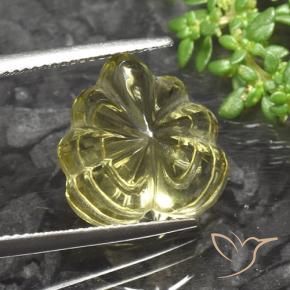 9,17 ctw natürlicher Blasses Gelb Quarz, Blumen-Schliff, Transparent