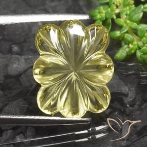 9,17 ctw natürlicher Mittelhelles Gelb Quarz, Blumen-Schliff, Transparent