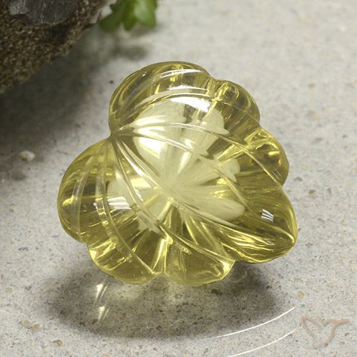 9.86ct Natürlicher Mittelhelles Gelb Quarz, Blumen-Schliff, Transparent