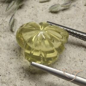 9,17 ctw natürlicher Blasses Gelb Quarz, Blumen-Schliff, Transparent