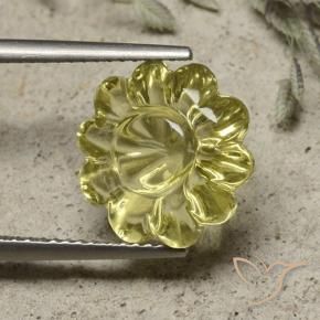 9,17 ctw natürlicher Blasses Gelb Quarz, Blumen-Schliff, Transparent