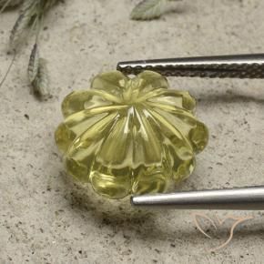 9,17 ctw natürlicher Blasses Gelb Quarz, Blumen-Schliff, Transparent