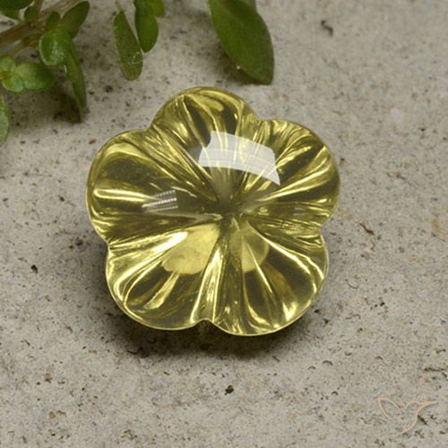 10.17ct Natürlicher Blasses Gelb Quarz, Blumen-Schliff, Transparent