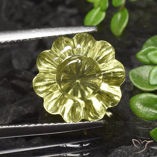 7.20ct Natürlicher Mittelgelb Quarz, Blumen-Schliff, Transparent, Photo A