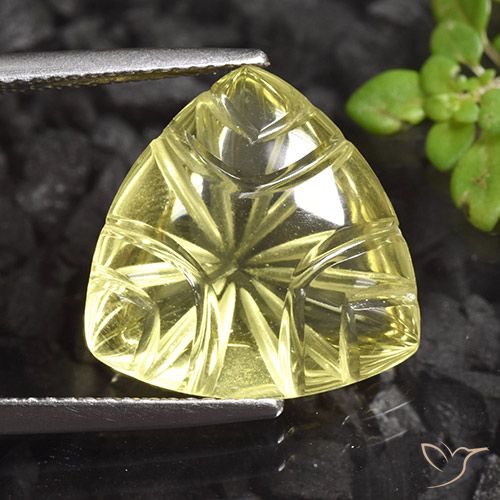 9.06ct Natürlicher hellgelb Quarz, Trillion, Transparent