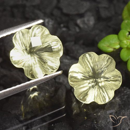 5.15ctw Natürlicher Zitronengelb Quarz, Blumen-Schliff, Transparent