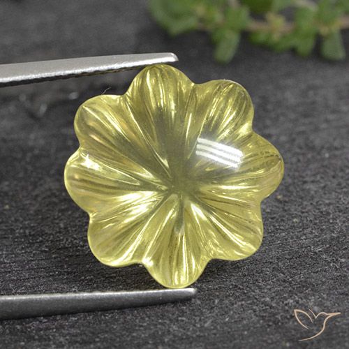 9.33ct Natürlicher Helles Ananasgelb Quarz, Blumen-Schliff, Transparent