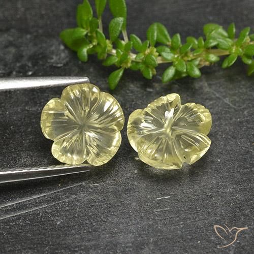 4.28ctw Natürlicher Blasses Gelb Quarz, Blumen-Schliff, Transparent