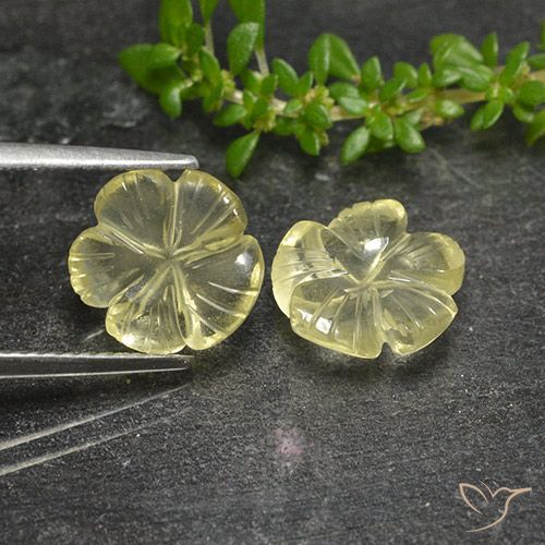 3.99ctw Natürlicher Blasses Gelb Quarz, Blumen-Schliff, Transparent