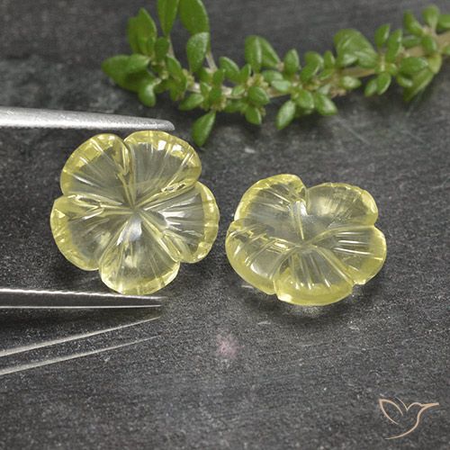 5.52ctw Natürlicher Blasses Gelb Quarz, Blumen-Schliff, Transparent