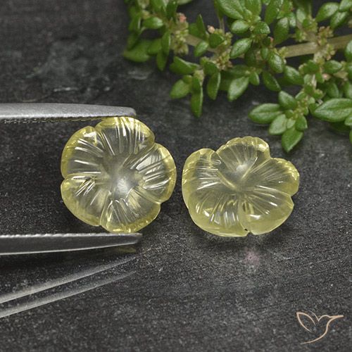 5.03ctw Natürlicher Mittelgelb Quarz, Blumen-Schliff, Transparent