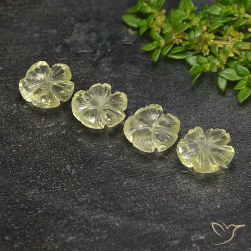 5.16ctw Natürlicher hellgrünlich-gelb Quarz, Blumen-Schliff, Transparent