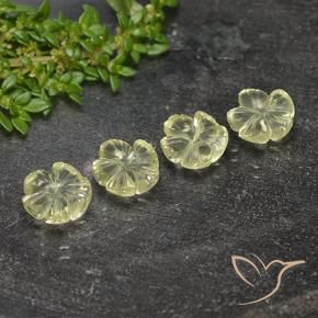 6.39 ct natürliche hellgrünlich-gelb Quarz-Edelsteine, Blumen-Schliff, Transparent