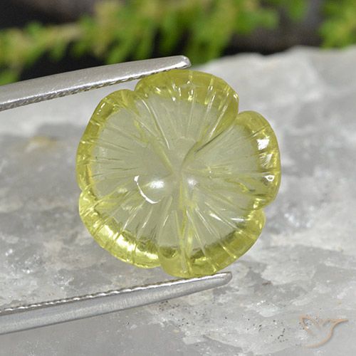 7.37ct Natürlicher Zitronengelb Quarz, Blumen-Schliff, Transparent