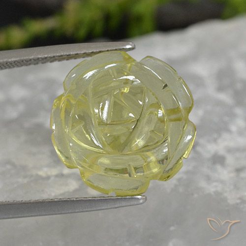 11.38ct Natürlicher Helles Ananasgelb Quarz, Blumen-Schliff, Transparent