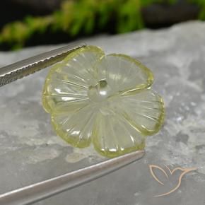 9,17 ctw natürlicher Helles Ananasgelb Quarz, Blumen-Schliff, Transparent