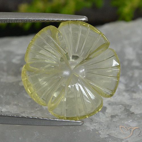 7.41ct Natürlicher Zitronengelb Quarz, Blumen-Schliff, Transparent