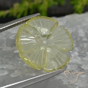 9,17 ctw natürlicher Zitronengelb Quarz, Blumen-Schliff, Transparent