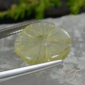 9,17 ctw natürlicher Zitronengelb Quarz, Blumen-Schliff, Transparent