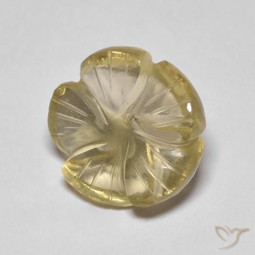 5.46ct Natürlicher hellgelb Quarz, Blumen-Schliff, Transparent