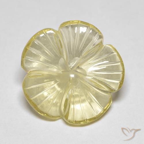 5.90ct Natürlicher Medium Light-Yellow Quarz, Blumen-Schliff, Transparent