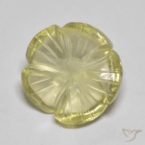 6.91ct Natürlicher Blasses Gelb Quarz, Blumen-Schliff, Transparent