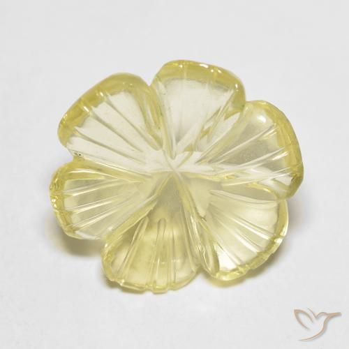 5.82ct Natürlicher hellgelb Quarz, Blumen-Schliff, Transparent