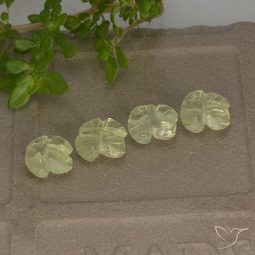 3.11ctw Natürlicher hellgrünlich-gelb Quarz, Blumen-Schliff, Transparent