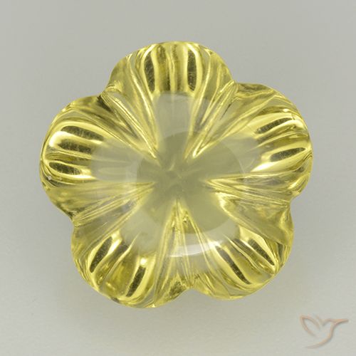 8.01ct Natürlicher Mittelgelb Quarz, Blumen-Schliff, Transparent