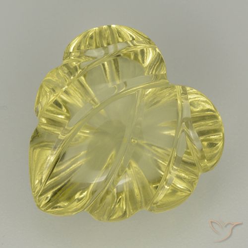 6.85ct Natürlicher Blasses Gelb Quarz, Blumen-Schliff, Transparent