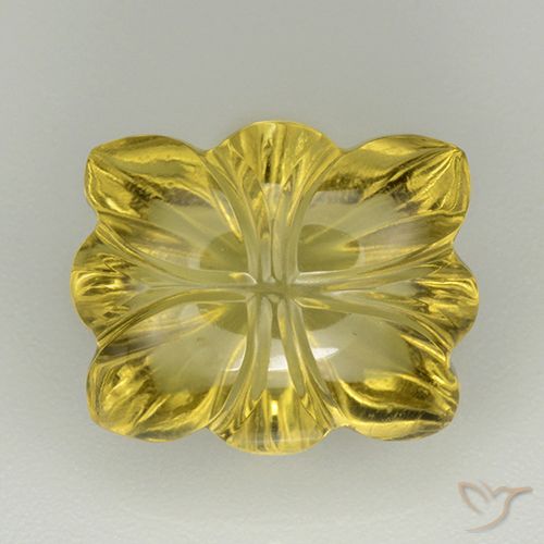 7.00ct Natürlicher Dunkel gelb Quarz, Blumen-Schliff, Transparent