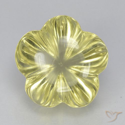 6.56ct Natürlicher hellgelb Quarz, Blumen-Schliff, Transparent