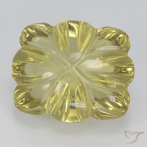 6.85ct Natürlicher Mittelhelles Gelb Quarz, Blumen-Schliff, Transparent, Photo A