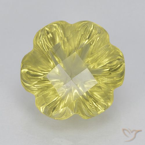 3.67ct Natürlicher hellgelb Quarz, Blumen-Schliff, Transparent