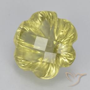 9,17 ctw natürlicher hellgelb Quarz, Blumen-Schliff, Transparent