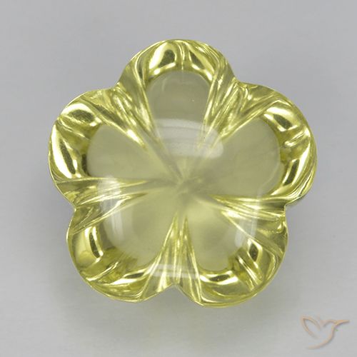 5.28ct Natürlicher grünlich-gelb Quarz, Blumen-Schliff, Transparent