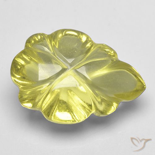 4.16ct Natürlicher grünlich-gelb Quarz, Blumen-Schliff, Transparent