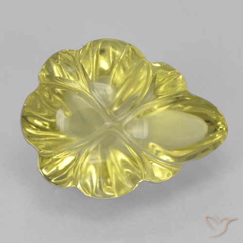 4.28ct Natürlicher Helles Ananasgelb Quarz, Blumen-Schliff, Transparent