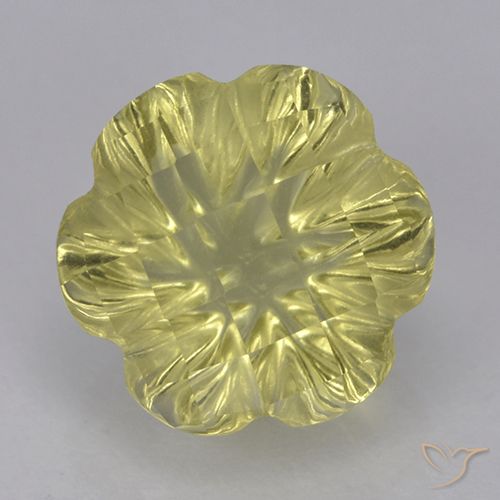 2.85ct Natürlicher Helles Ananasgelb Quarz, Blumen-Schliff, Transparent
