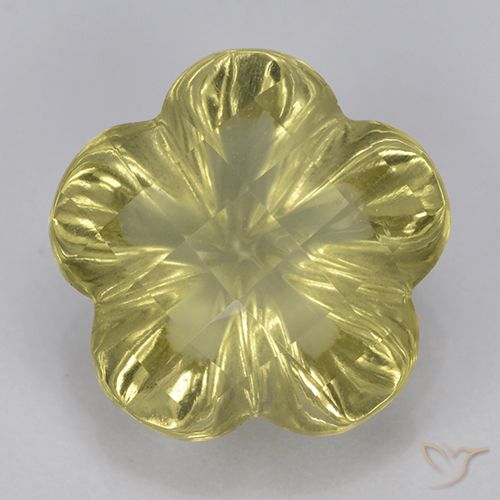 3.23ct Natürlicher hellgelb Quarz, Blumen-Schliff, Transparent