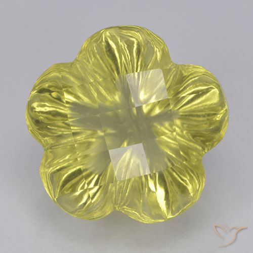 4.26ct Natürlicher Mittelgelb Quarz, Blumen-Schliff, Transparent