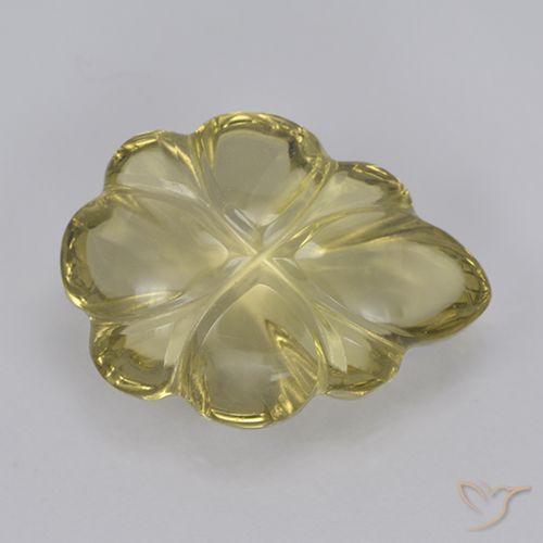 4.76ct Natürlicher Neutrales Gelb Quarz, Blumen-Schliff, Transparent, Photo A