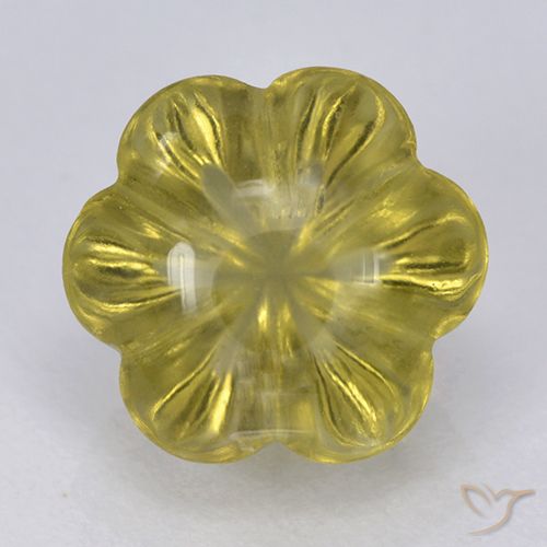 2.50ct Natürlicher Mittelhelles Gelb Quarz, Blumen-Schliff, Transparent