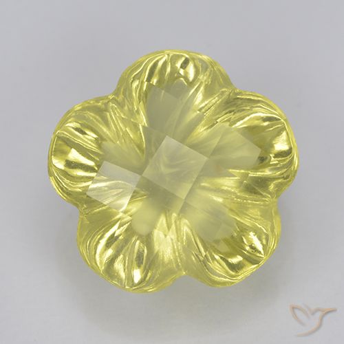 3.16ct Natürlicher Mittelgelb Quarz, Blumen-Schliff, Transparent